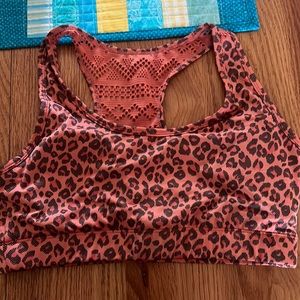 Zyia coral color animal print bomber bra L